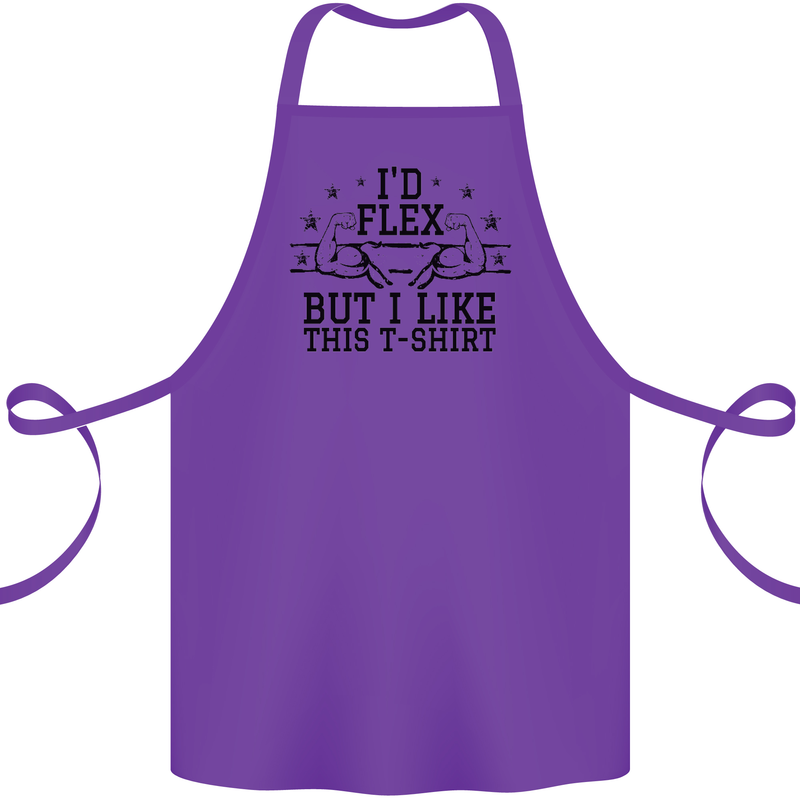 Gym I'd Flex but I Like This Funny Cotton Apron 100% Organic Purple