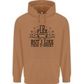 Gym I'd Flex but I Like This Funny Mens 80% Cotton Hoodie Caramel Latte