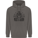Gym I'd Flex but I Like This Funny Mens 80% Cotton Hoodie Charcoal