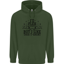 Gym I'd Flex but I Like This Funny Mens 80% Cotton Hoodie Forest Green
