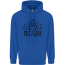 Gym I'd Flex but I Like This Funny Mens 80% Cotton Hoodie Royal Blue