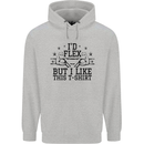 Gym I'd Flex but I Like This Funny Mens 80% Cotton Hoodie Sports Grey