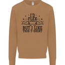 Gym I'd Flex but I Like This Funny Mens Sweatshirt Jumper Caramel Latte