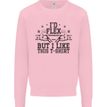 Gym I'd Flex but I Like This Funny Mens Sweatshirt Jumper Light Pink