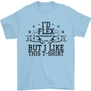 Gym I'd Flex but I Like This Funny Mens T-Shirt Cotton Gildan Light Blue