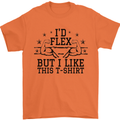 Gym I'd Flex but I Like This Funny Mens T-Shirt Cotton Gildan Orange