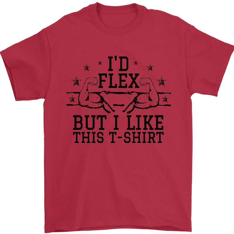 Gym I'd Flex but I Like This Funny Mens T-Shirt Cotton Gildan Red