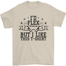 Gym I'd Flex but I Like This Funny Mens T-Shirt Cotton Gildan Sand