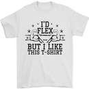 Gym I'd Flex but I Like This Funny Mens T-Shirt Cotton Gildan White