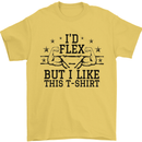 Gym I'd Flex but I Like This Funny Mens T-Shirt Cotton Gildan Yellow