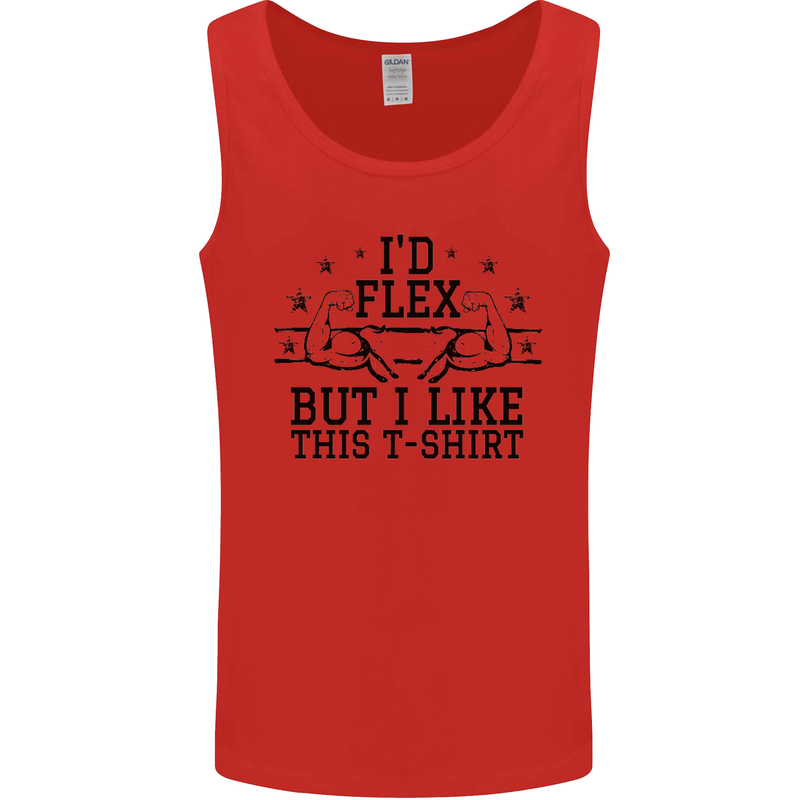 Gym I'd Flex but I Like This Funny Mens Vest Tank Top Red