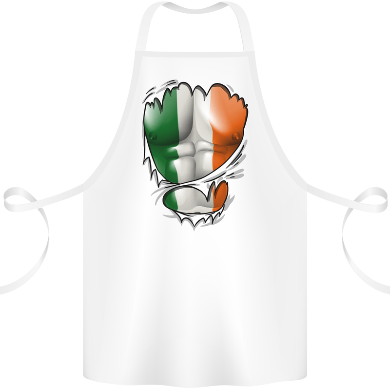 Gym Irish Tricolour Flag Muscles Ireland Cotton Apron 100% Organic White