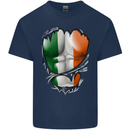 Gym Irish Tricolour Flag Muscles Ireland Kids T-Shirt Childrens Navy Blue