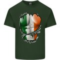 Gym Irish Tricolour Flag Muscles Ireland Mens Cotton T-Shirt Tee Top Forest Green