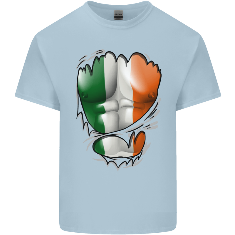 Gym Irish Tricolour Flag Muscles Ireland Mens Cotton T-Shirt Tee Top Light Blue