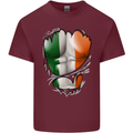 Gym Irish Tricolour Flag Muscles Ireland Mens Cotton T-Shirt Tee Top Maroon