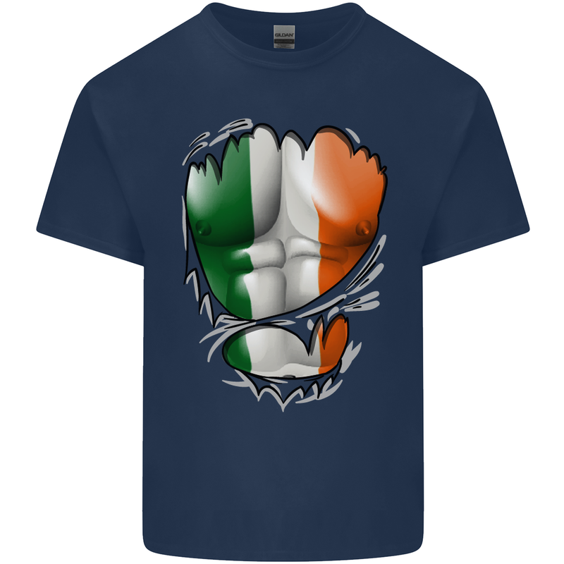 Gym Irish Tricolour Flag Muscles Ireland Mens Cotton T-Shirt Tee Top Navy Blue