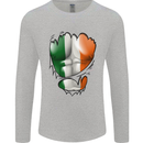 Gym Irish Tricolour Flag Muscles Ireland Mens Long Sleeve T-Shirt Sports Grey