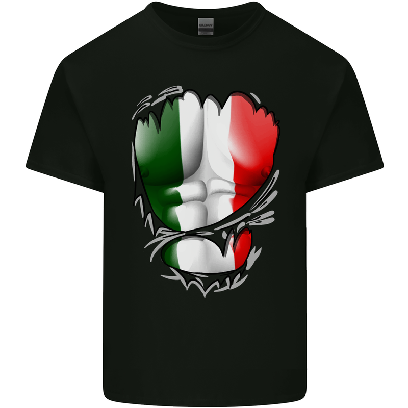 Gym Italian Flag Ripped Muscles Italy Kids T-Shirt Childrens Black