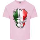 Gym Italian Flag Ripped Muscles Italy Kids T-Shirt Childrens Light Pink