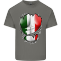 Gym Italian Flag Ripped Muscles Italy Mens Cotton T-Shirt Tee Top Charcoal