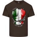 Gym Italian Flag Ripped Muscles Italy Mens Cotton T-Shirt Tee Top Dark Chocolate