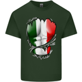 Gym Italian Flag Ripped Muscles Italy Mens Cotton T-Shirt Tee Top Forest Green