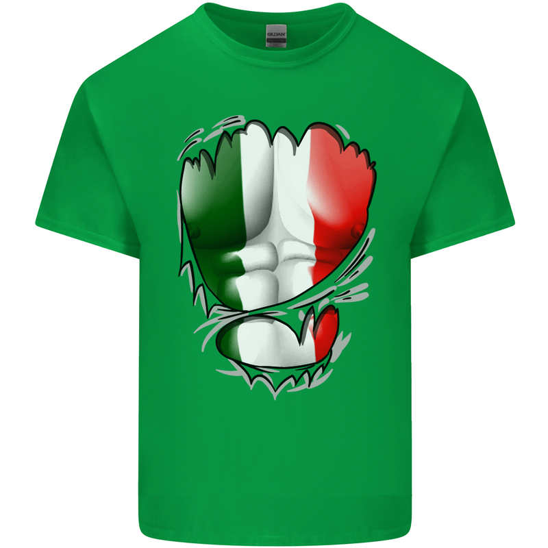 Gym Italian Flag Ripped Muscles Italy Mens Cotton T-Shirt Tee Top Irish Green