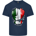 Gym Italian Flag Ripped Muscles Italy Mens Cotton T-Shirt Tee Top Navy Blue