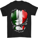 Gym Italian Flag Ripped Muscles Italy Mens T-Shirt Cotton Gildan Black
