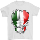 Gym Italian Flag Ripped Muscles Italy Mens T-Shirt Cotton Gildan White