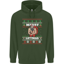 Gym Merry Liftmas Christmas Bodybuilding Mens 80% Cotton Hoodie Forest Green