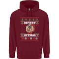 Gym Merry Liftmas Christmas Bodybuilding Mens 80% Cotton Hoodie Maroon