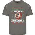 Gym Merry Liftmas Christmas Bodybuilding Mens Cotton T-Shirt Tee Top Charcoal