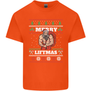 Gym Merry Liftmas Christmas Bodybuilding Mens Cotton T-Shirt Tee Top Orange