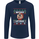 Gym Merry Liftmas Christmas Bodybuilding Mens Long Sleeve T-Shirt Navy Blue