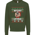 Gym Merry Liftmas Christmas Bodybuilding Mens Sweatshirt Jumper Forest Green