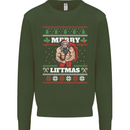 Gym Merry Liftmas Christmas Bodybuilding Mens Sweatshirt Jumper Forest Green