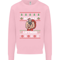 Gym Merry Liftmas Christmas Bodybuilding Mens Sweatshirt Jumper Light Pink