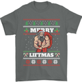 Gym Merry Liftmas Christmas Bodybuilding Mens T-Shirt Cotton Gildan Charcoal
