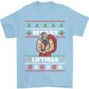 Gym Merry Liftmas Christmas Bodybuilding Mens T-Shirt Cotton Gildan Light Blue