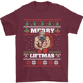 Gym Merry Liftmas Christmas Bodybuilding Mens T-Shirt Cotton Gildan Maroon