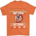 Gym Merry Liftmas Christmas Bodybuilding Mens T-Shirt Cotton Gildan Orange