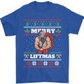 Gym Merry Liftmas Christmas Bodybuilding Mens T-Shirt Cotton Gildan Royal Blue
