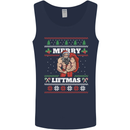 Gym Merry Liftmas Christmas Bodybuilding Mens Vest Tank Top Navy Blue