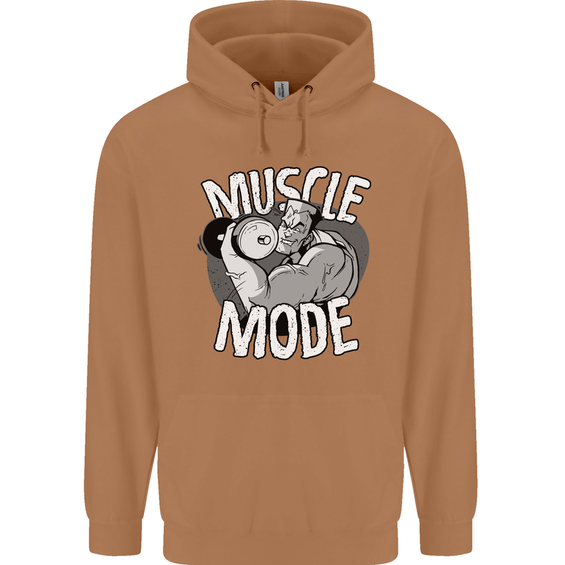 Gym Muscle Mode Bodybuilding Weightlifting Mens 80% Cotton Hoodie Caramel Latte
