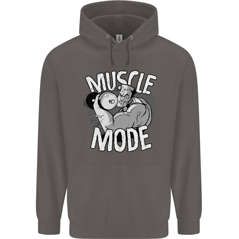 Gym Muscle Mode Bodybuilding Weightlifting Mens 80% Cotton Hoodie Charcoal