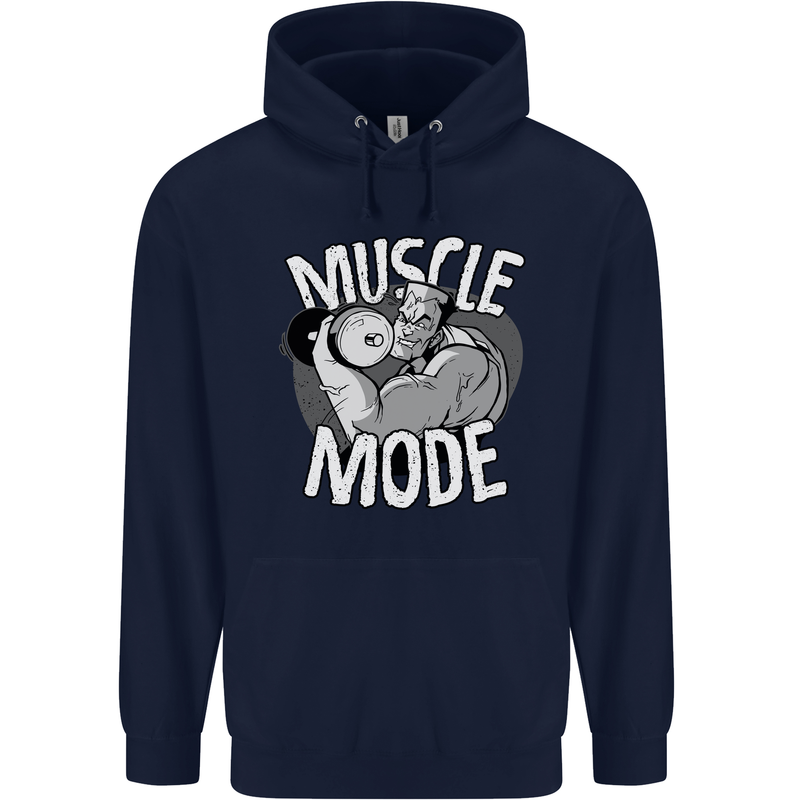 Gym Muscle Mode Bodybuilding Weightlifting Mens 80% Cotton Hoodie Navy Blue