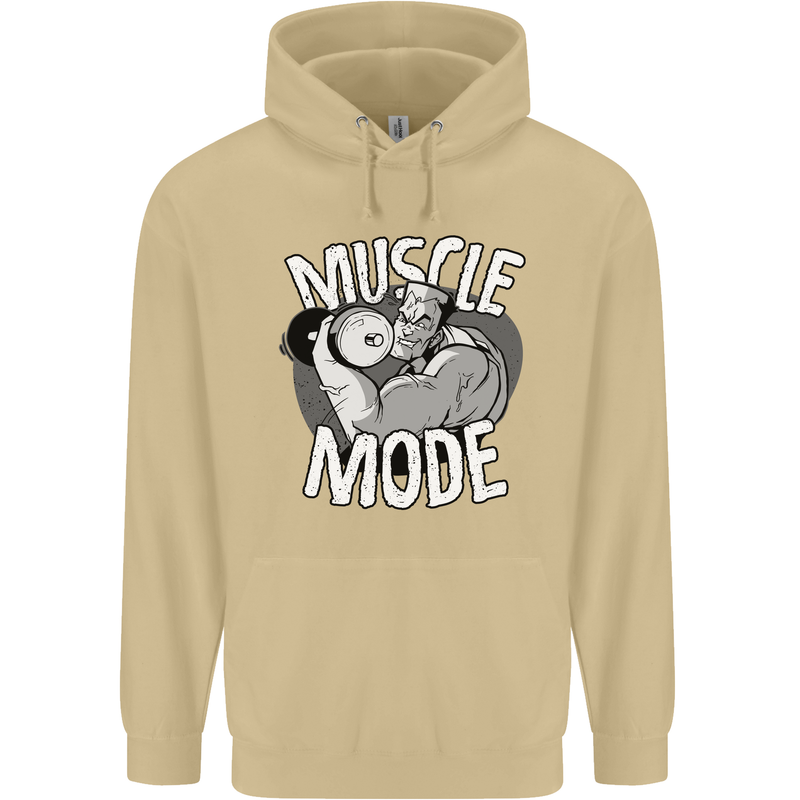 Gym Muscle Mode Bodybuilding Weightlifting Mens 80% Cotton Hoodie Sand