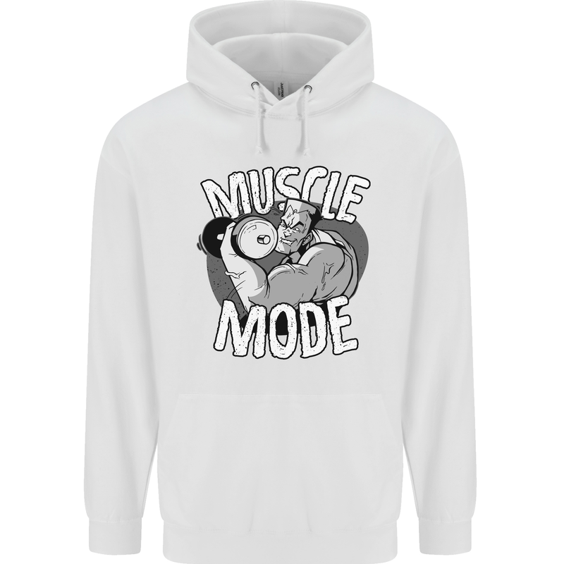 Gym Muscle Mode Bodybuilding Weightlifting Mens 80% Cotton Hoodie White